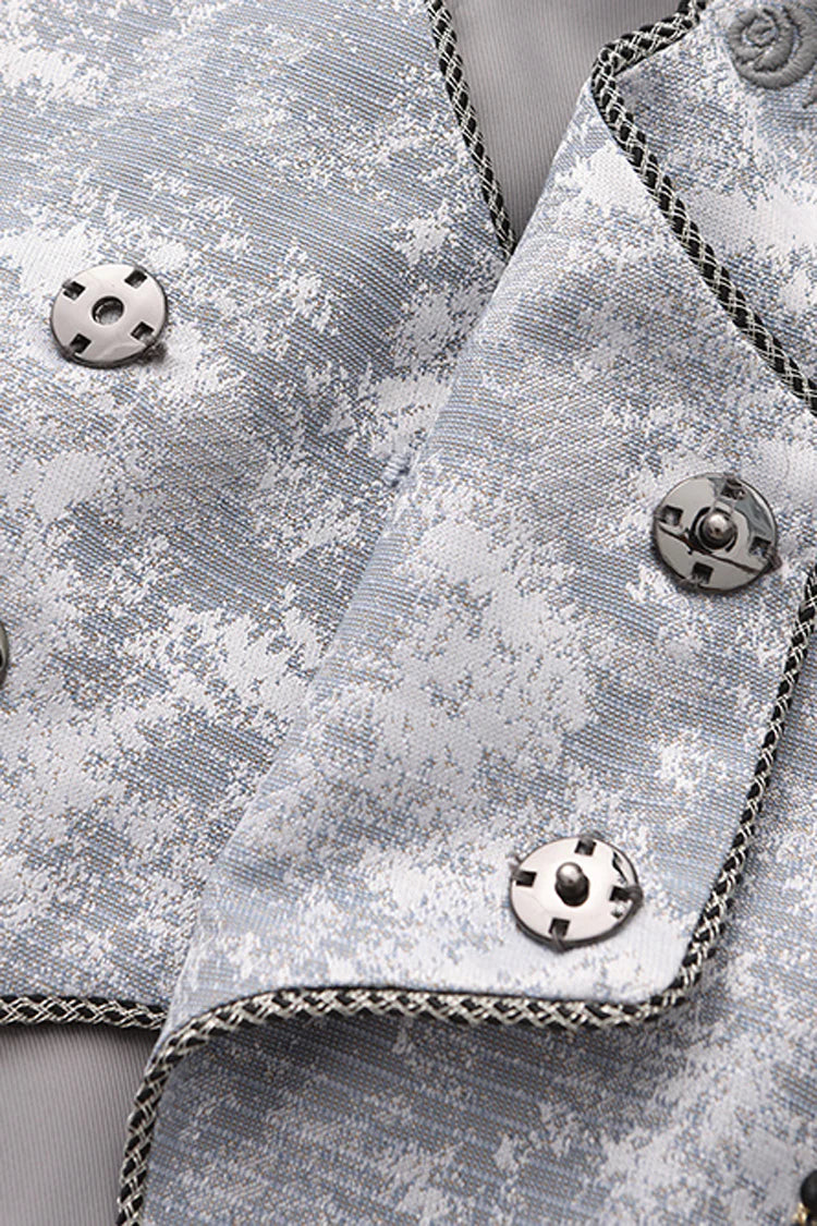 Inspired by the fusion of Victorian elegance and industrial steam-powered innovation, this coat reimagines aristocratic tailoring with avant-garde Lolita aesthetics. The sleeveless design emphasizes structured shoulders and a sharp silhouette, evoking the commanding presence of a fantasy prince. Details like faux gear motifs and metallic accents pay homage to steampunk craftsmanship, while the grey wool blend fabric bridges classic sophistication and futuristic charm.