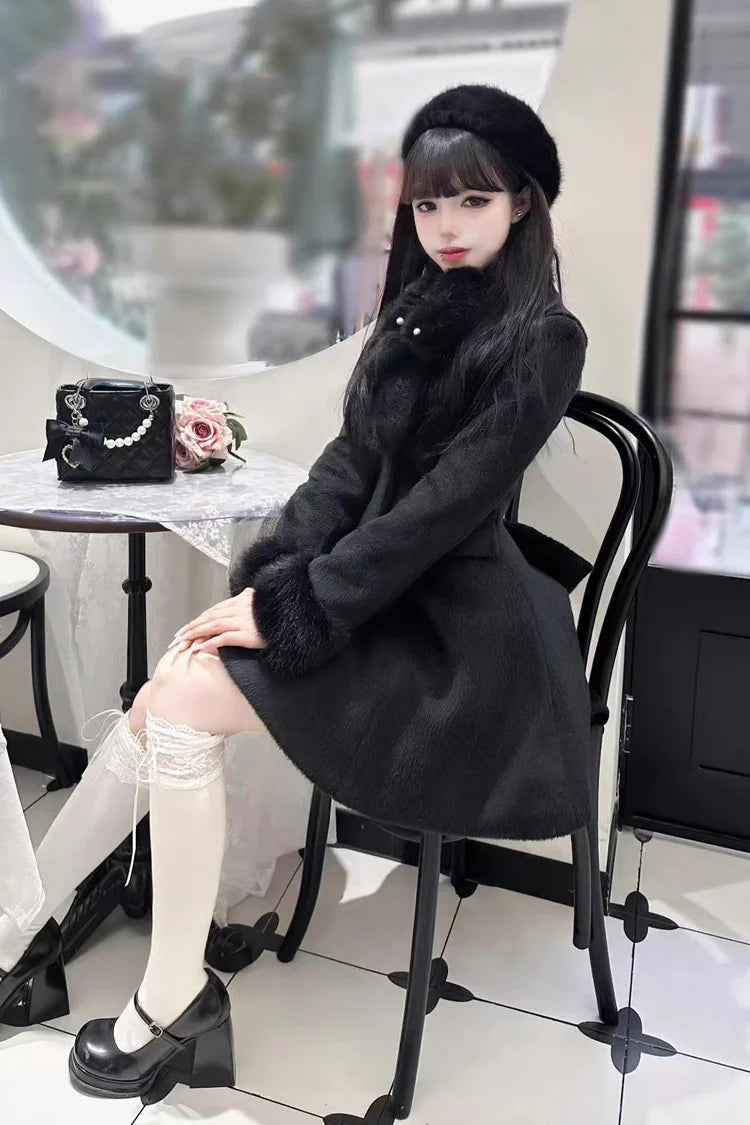 "Winter Enchantment" — This coat draws inspiration from the cozy elegance of a frost-kissed forest, where the warmth of woodland creatures meets the timeless charm of Lolita fashion. Designed to evoke the magic of winter tales, it blends practicality with fantasy—perfect for those who wish to carry a touch of storybook wonder into the colder seasons.