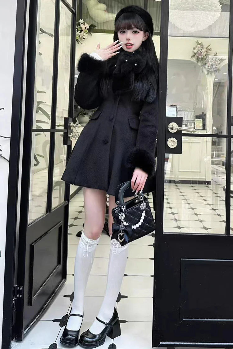 "Winter Enchantment" — This coat draws inspiration from the cozy elegance of a frost-kissed forest, where the warmth of woodland creatures meets the timeless charm of Lolita fashion. Designed to evoke the magic of winter tales, it blends practicality with fantasy—perfect for those who wish to carry a touch of storybook wonder into the colder seasons.