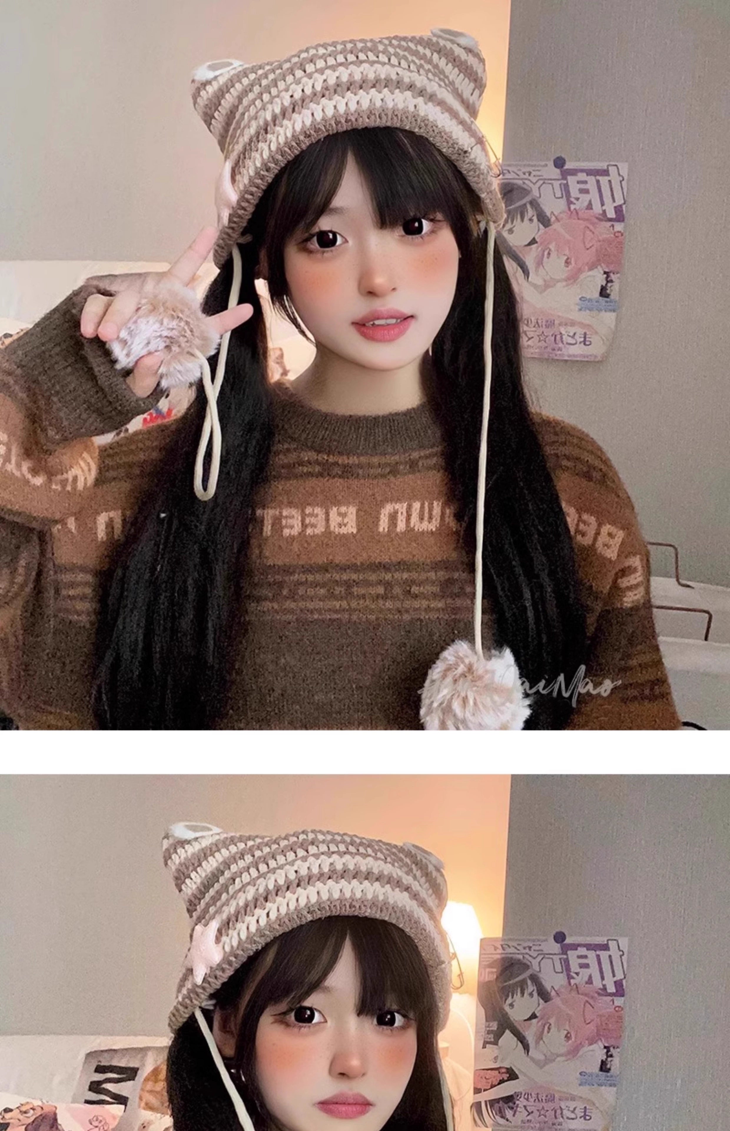 Crafted for the playful rebel, this beanie blends Y2K nostalgia with whimsical Lolita charm. The mischievous cat ears and devilish pointed silhouette are softened by a fluffy pom-pom, creating a bold yet adorable statement. Knitted from soft, stretchable yarn with vibrant stripes, it offers cozy comfort and a touch of fantasy, empowering you to express your unique blend of sweetness and rebellion in every season.