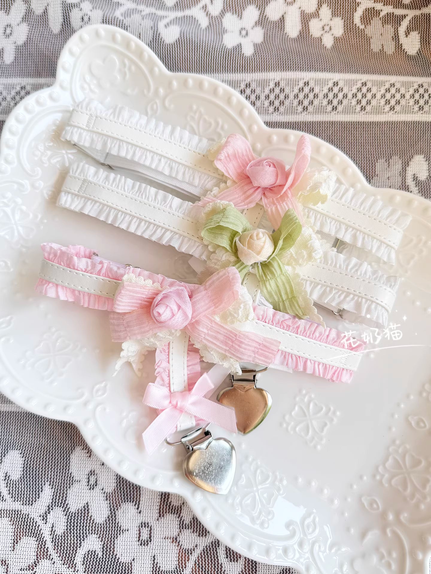 Inspired by the delicate details of Lolita fashion, this garter combines fantasy and function. Soft elastic fabric adorned with intricate lace, a dainty rose, and a satin bow creates a romantic yet playful accessory. The adjustable design and anti-slip grip ensure comfort and security, perfect for adding a touch of whimsical elegance to Lolita coordinates, cosplay outfits, or vintage-inspired ensembles.