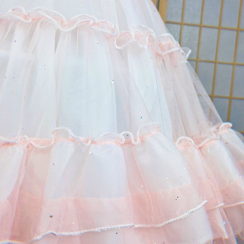Lolita Petticoat Star Print Violent Hoop Cloud Silhouette Mid Length Extendable Underskirt Pink