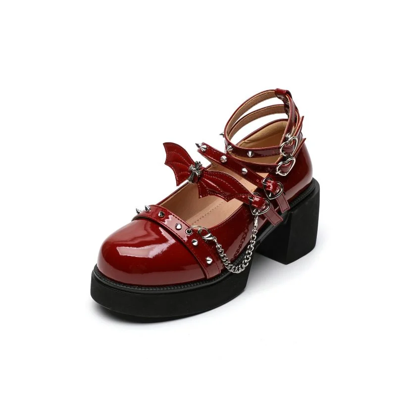 Lolita Shoes Lolita Women's Shoes Black Mary Jane Goth Sweet School Small Leather Shoes Large Size