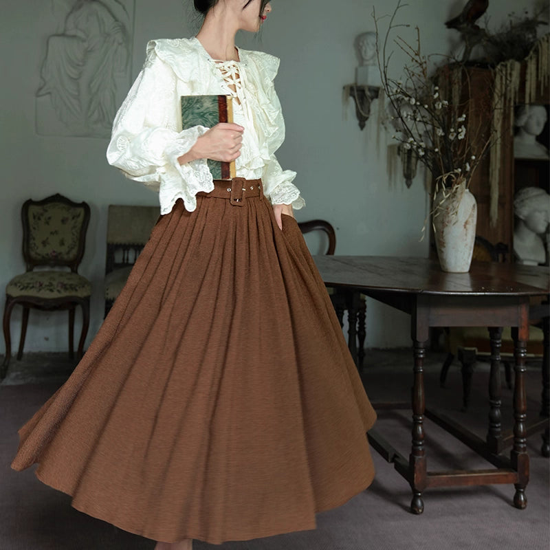 Description:
Step into refined elegance with this French vintage-inspired Lolita skirt, crafted in a sophisticated caramel and green-gray palette. Designed with a high waist and dramatic flared umbrella silhouette, this skirt flatters the figure while adding graceful movement to every step. The timeless vintage design makes it versatile for daily wear, tea party gatherings, or classic Lolita styling. Perfect for those who love understated charm with a touch of grandeur, this skirt blends comfort and eleganc