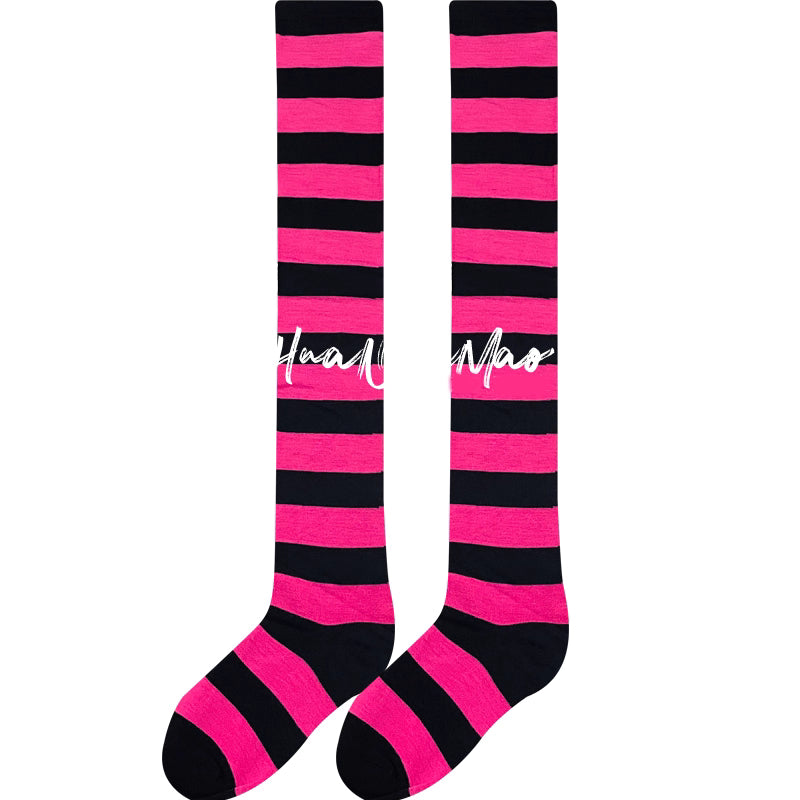 Lolita Stockings Black Grey Stripe Thigh High Socks Y2K Dark Punk JK Over Knee Stockings