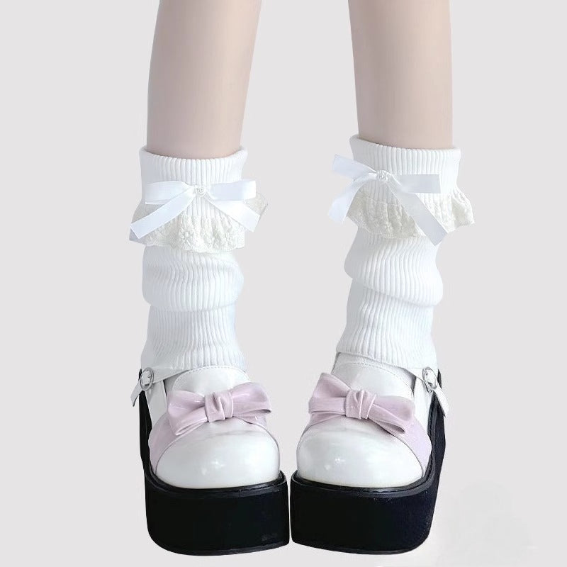 Design Concept:
Lolita Stockings Sweet Pearl Bow Knee-High Leg Warmers are designed with delicate pearl and bow accents, adding a charming and playful touch to any Lolita outfit. Crafted from soft, breathable fabric, these leg warmers provide a comfortable fit while maintaining a cute, feminine silhouette. Perfect for daily wear, tea parties, or casual Lolita gatherings, they pair beautifully with skirts, dresses, or layered outfits. Available in pink, white, black, and image color, these stockings are a