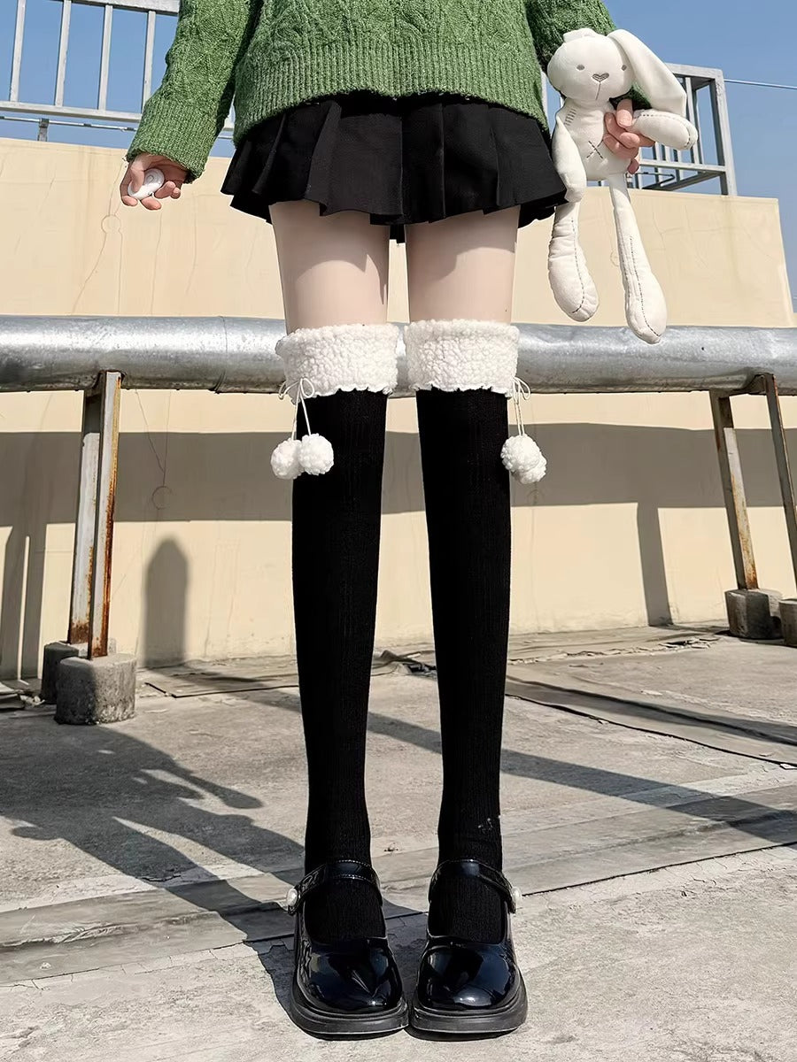 Design Concept:
Step into a world of cozy elegance with our Lolita Stockings Japanese Style Sherpa Over-The-Knee Socks. Meticulously crafted from premium pure cotton, these thigh-high wonders combine timeless Japanese aesthetic with luxurious comfort. The plush Sherpa fleece lining embraces your legs in cloud-like softness, providing exceptional warmth during chilly days while maintaining breathability for all-day wear.