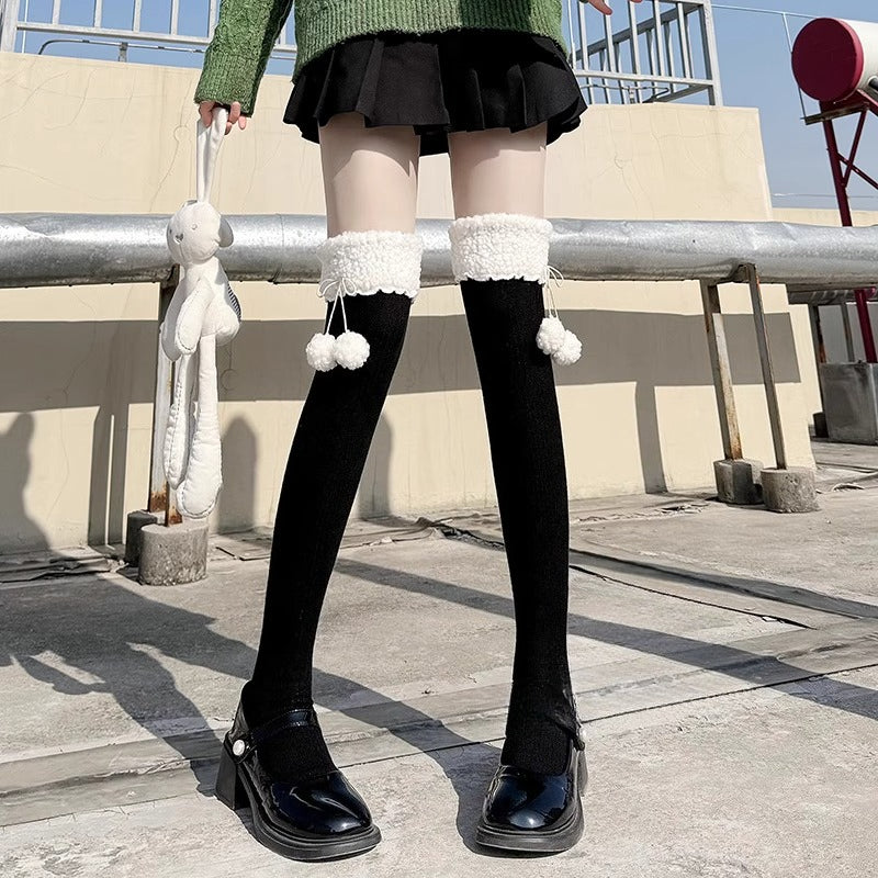 Design Concept:
Step into a world of cozy elegance with our Lolita Stockings Japanese Style Sherpa Over-The-Knee Socks. Meticulously crafted from premium pure cotton, these thigh-high wonders combine timeless Japanese aesthetic with luxurious comfort. The plush Sherpa fleece lining embraces your legs in cloud-like softness, providing exceptional warmth during chilly days while maintaining breathability for all-day wear.