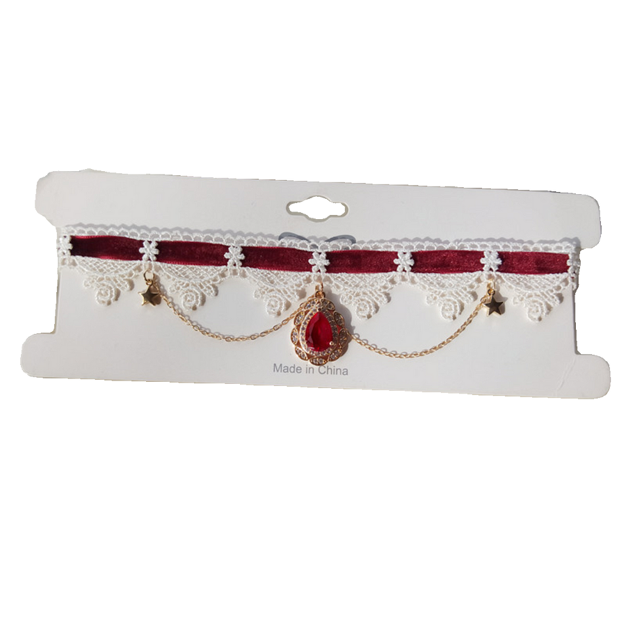 Lolita Necklace Sweet Lace Strap Cute Girly Heart Star Choker Collar Lolita Accessories