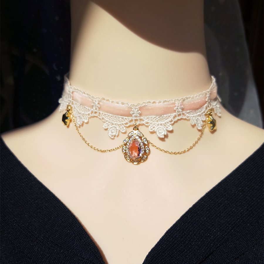 Lolita Necklace Sweet Lace Strap Cute Girly Heart Star Choker Collar Lolita Accessories