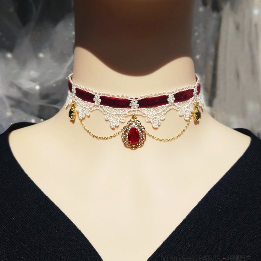 Lolita Necklace Sweet Lace Strap Cute Girly Heart Star Choker Collar Lolita Accessories