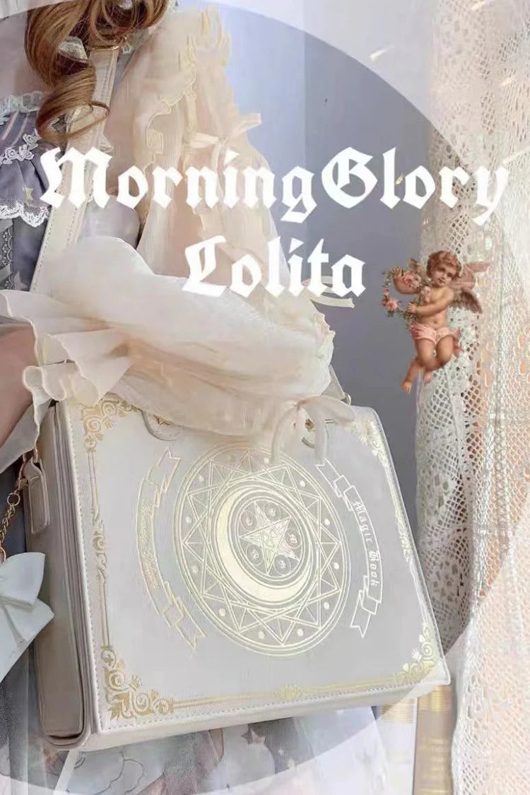 Inspired by the silent poetry of a midnight cosmos where constellations weave tales of ancient dreams, this bag merges celestial mystery with Lolita elegance. The star and moon print evokes a sense of whimsical wonder, while the versatile design balances functionality and fantasy, inviting wearers to carry a piece of the universe with them.
