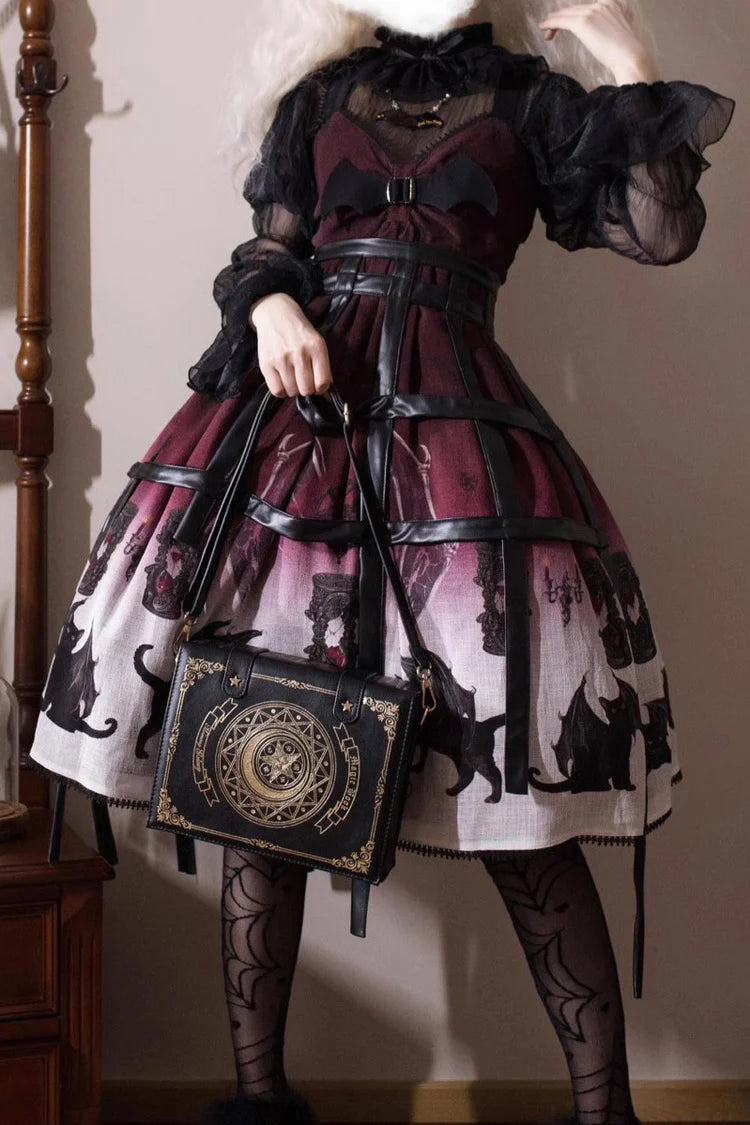 Inspired by the silent poetry of a midnight cosmos where constellations weave tales of ancient dreams, this bag merges celestial mystery with Lolita elegance. The star and moon print evokes a sense of whimsical wonder, while the versatile design balances functionality and fantasy, inviting wearers to carry a piece of the universe with them.
