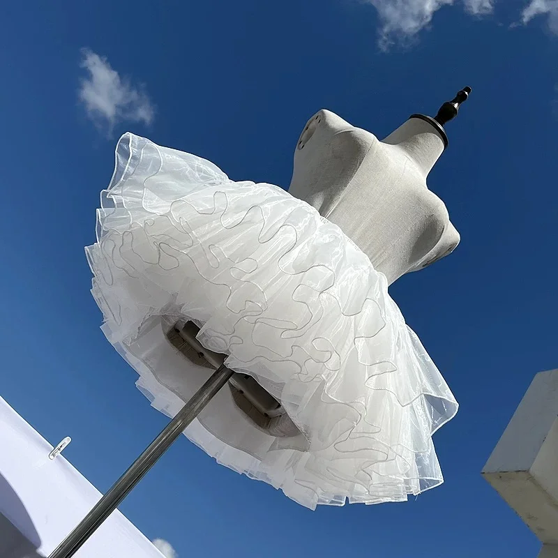 Lolita Petticoats White Ruffle Pannier Crinoline 4 Layers of Soft Gauze 12inches