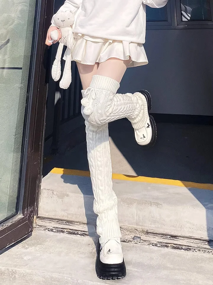 Long Tube Over Knee Leg Lolita Stockings Cover Japanese Autumn and Winter Knitted Thickened Warm Cute High Tube Lolita Accessories