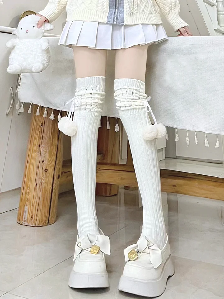 Lolita Stockings Milk White Japanese Cute Spring and Autumn High Thigh Lolita Accessories