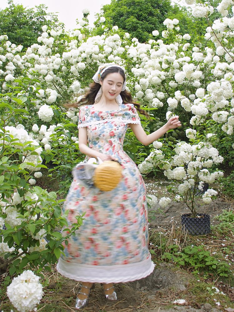 Mori Kei Fashion Sweet Lolita Spring and Summer Floral Dress Niche Design French Lolita