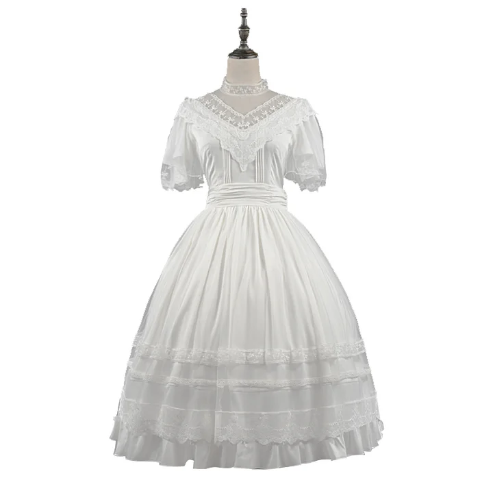 Wedding Lolita White Flower Lace Elegant Dress