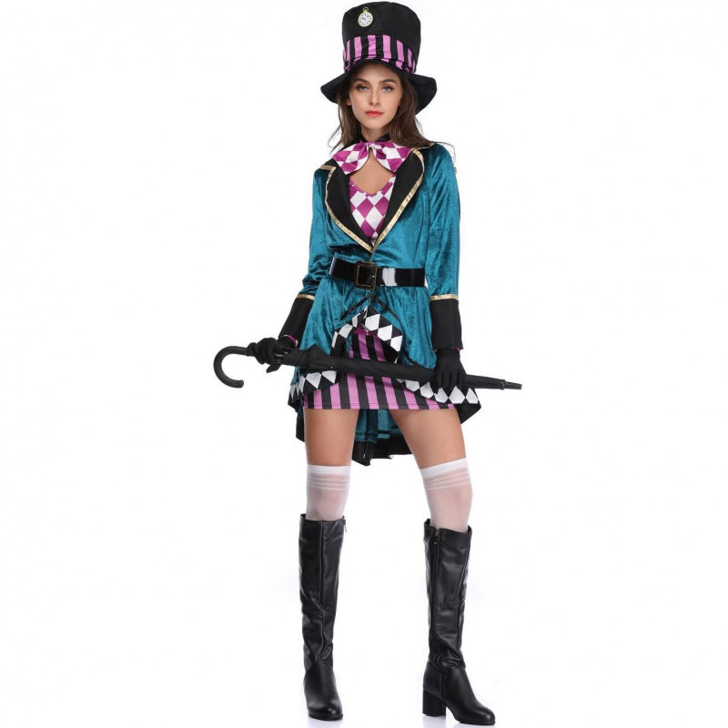 Gothic Lolita Halloween Magician Costume for Women Circus Stage Cosplay Outfit