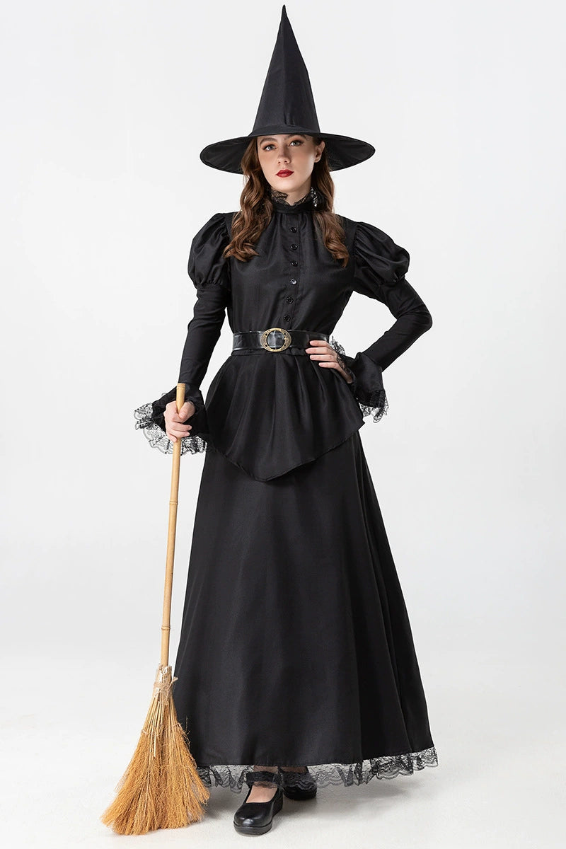 Gothic Lolita Halloween Black Witch Costume for Women - Gothic Vampire Cosplay Party Dress