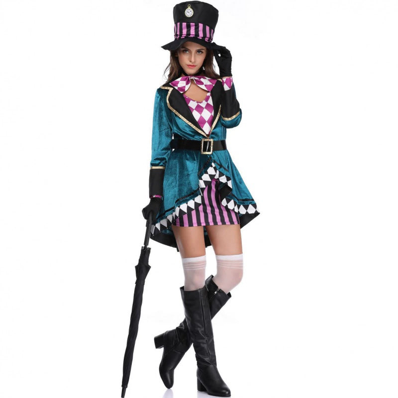 Gothic Lolita Halloween Magician Costume for Women Circus Stage Cosplay Outfit