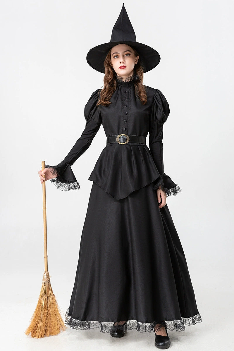 Gothic Lolita Halloween Black Witch Costume for Women - Gothic Vampire Cosplay Party Dress