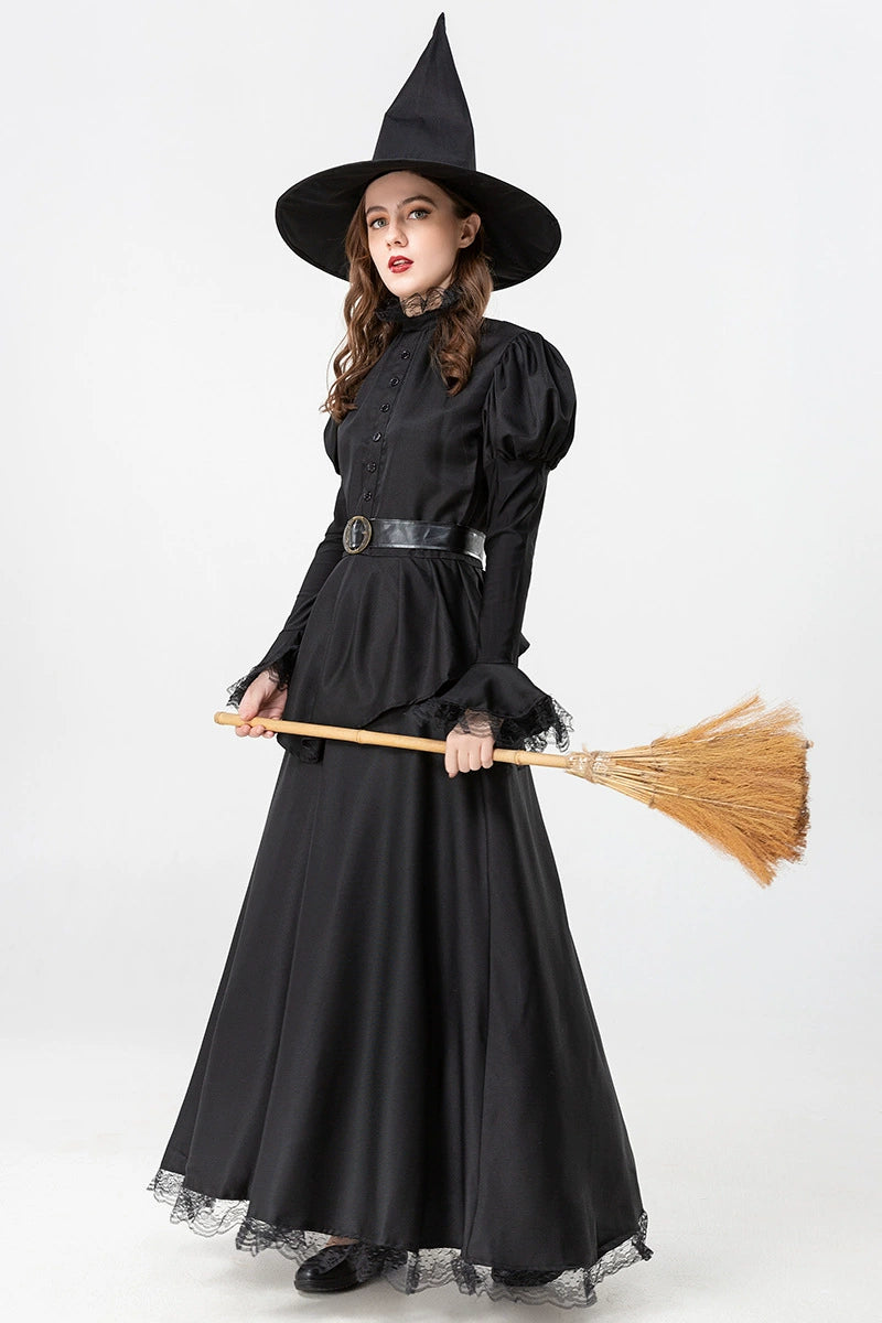 Gothic Lolita Halloween Black Witch Costume for Women - Gothic Vampire Cosplay Party Dress