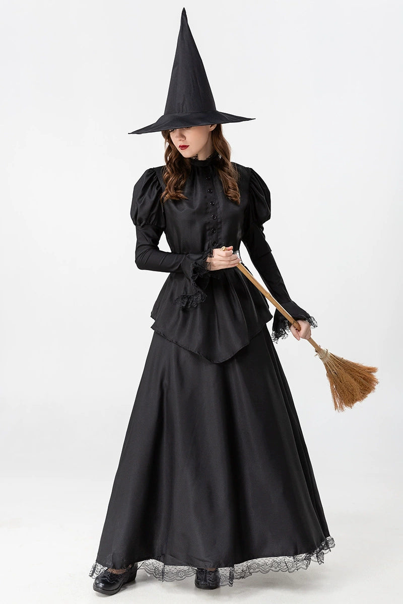 Gothic Lolita Halloween Black Witch Costume for Women - Gothic Vampire Cosplay Party Dress