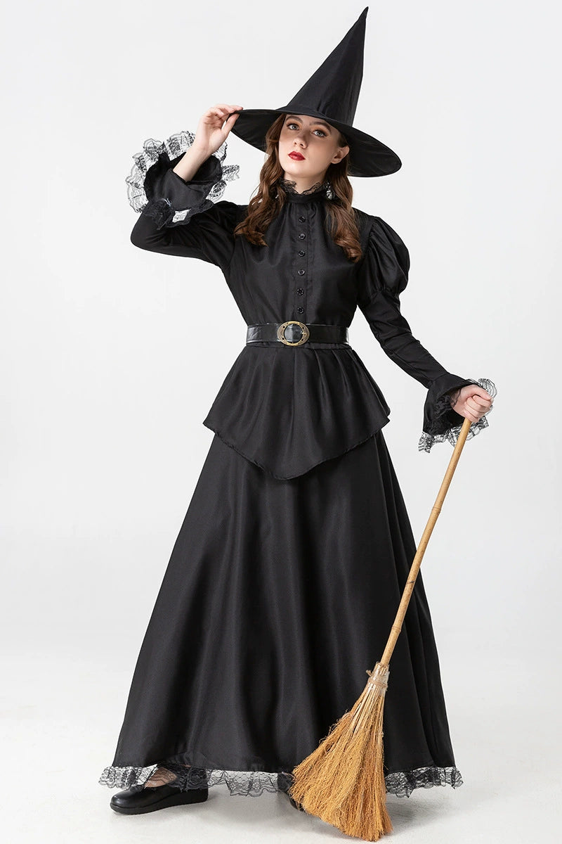 Gothic Lolita Halloween Black Witch Costume for Women - Gothic Vampire Cosplay Party Dress