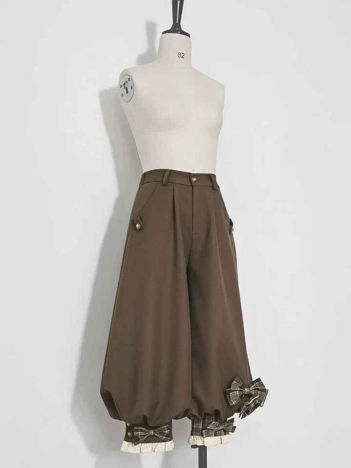 Ouji Fashion Coffee British Style Retro Spring and Autumn Cute Sweet Cool Vest Shirt Shorts Pants Prince Blouse Shirt