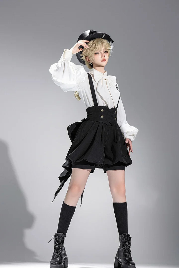 Ouji Fashion Lolita Vintage British Style Elegant Dark Cute Lolita Prince Shorts Set Blouse Shirt