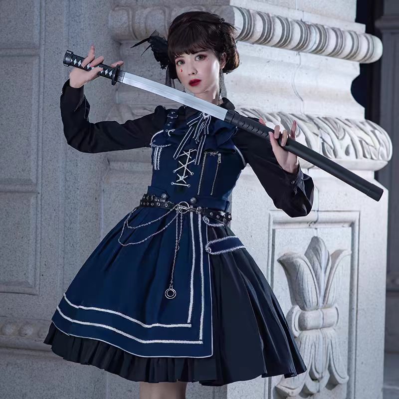 Ouji Fashion Military Aristocrat Lolita Jumper Skirt Solid Color Army Green Winter Cloak Set