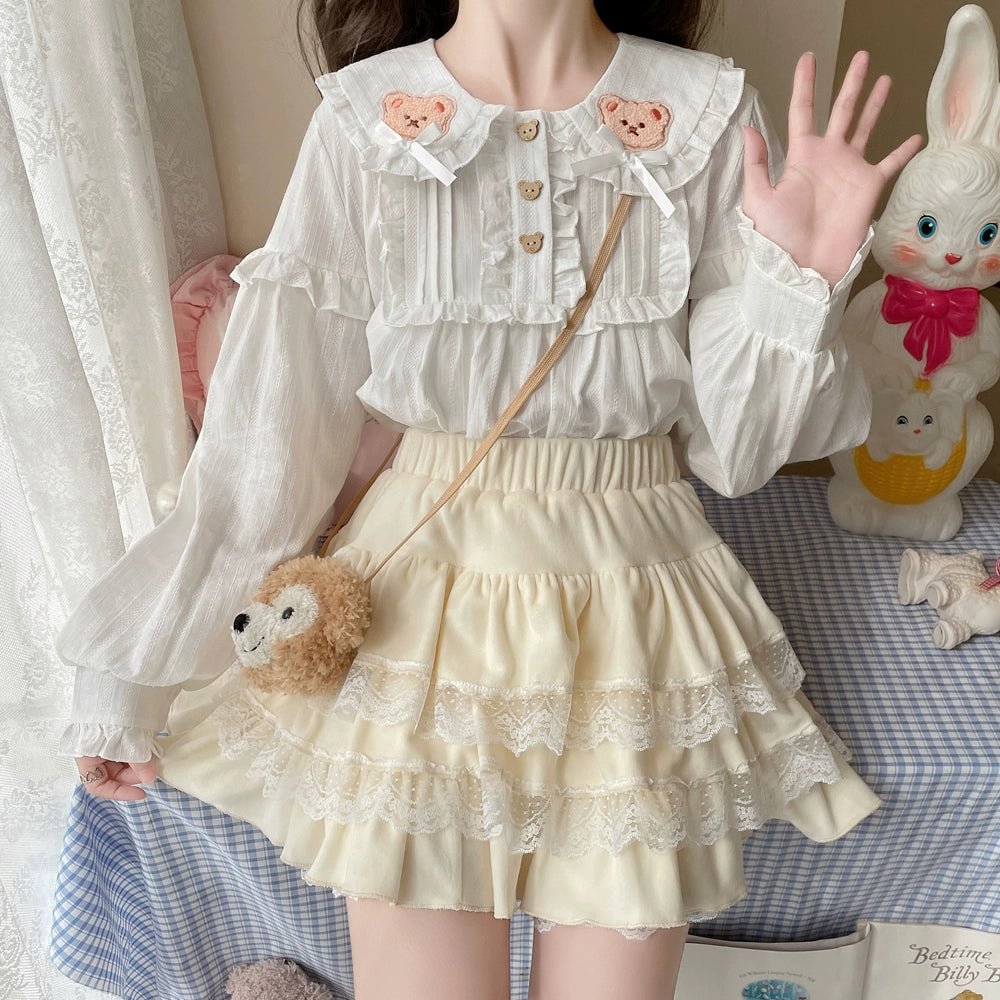 Pale Yellow Sweet Cute SK Lolita Cake Skirt