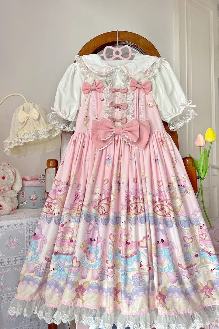 Pink Blue Print Sweet Cute Jsk Dress Lolita