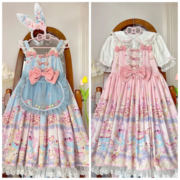 Pink Blue Print Sweet Cute Jsk Dress Lolita