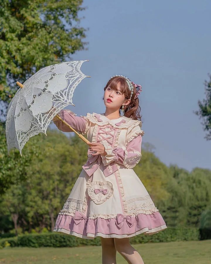 Pink Sweetheart Flower Lolita Dress Sweet Plus Size for Women in Autumn&Winter