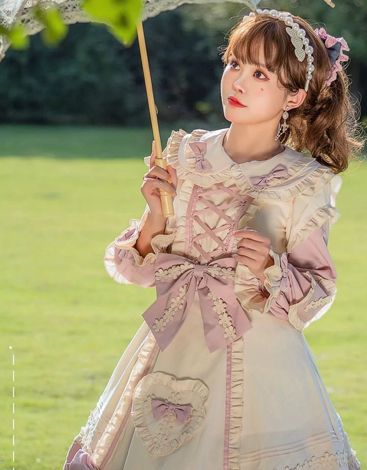 Pink Sweetheart Flower Lolita Dress Sweet Plus Size for Women in Autumn&Winter