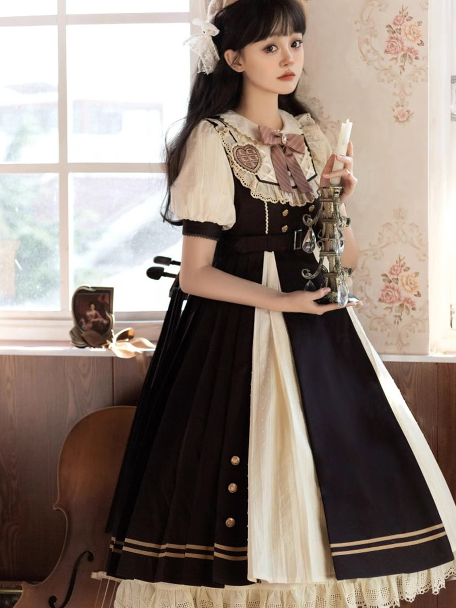 Plus Size Short Sleeve Long Dress Classic Vintage Lolita Dress One Piece Dress 4XL Lolita Dress