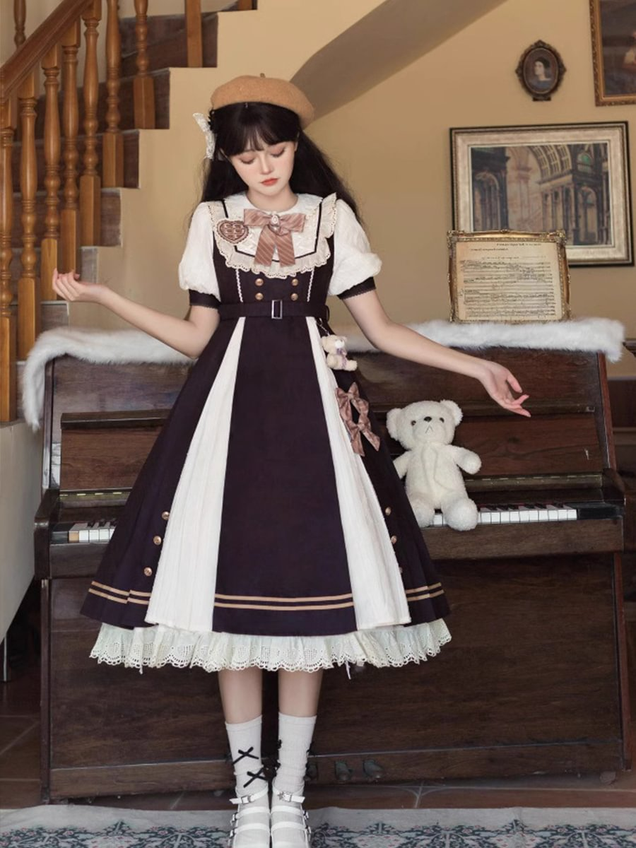 Plus Size Short Sleeve Long Dress Classic Vintage Lolita Dress One Piece Dress 4XL Lolita Dress