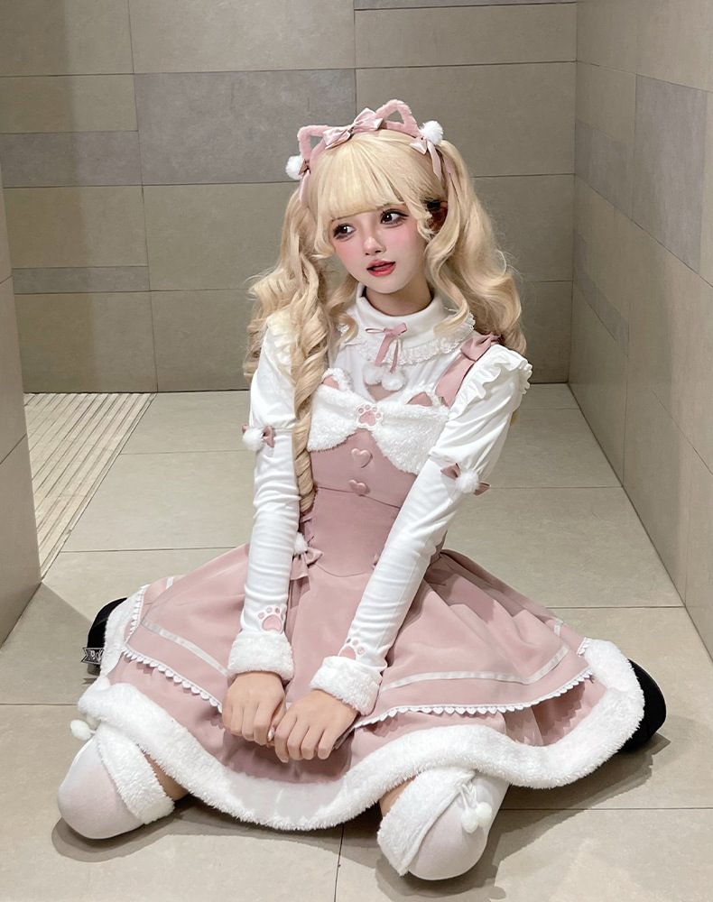 Plush Kitten Sweet Slip Dress Lolita Cute Dress