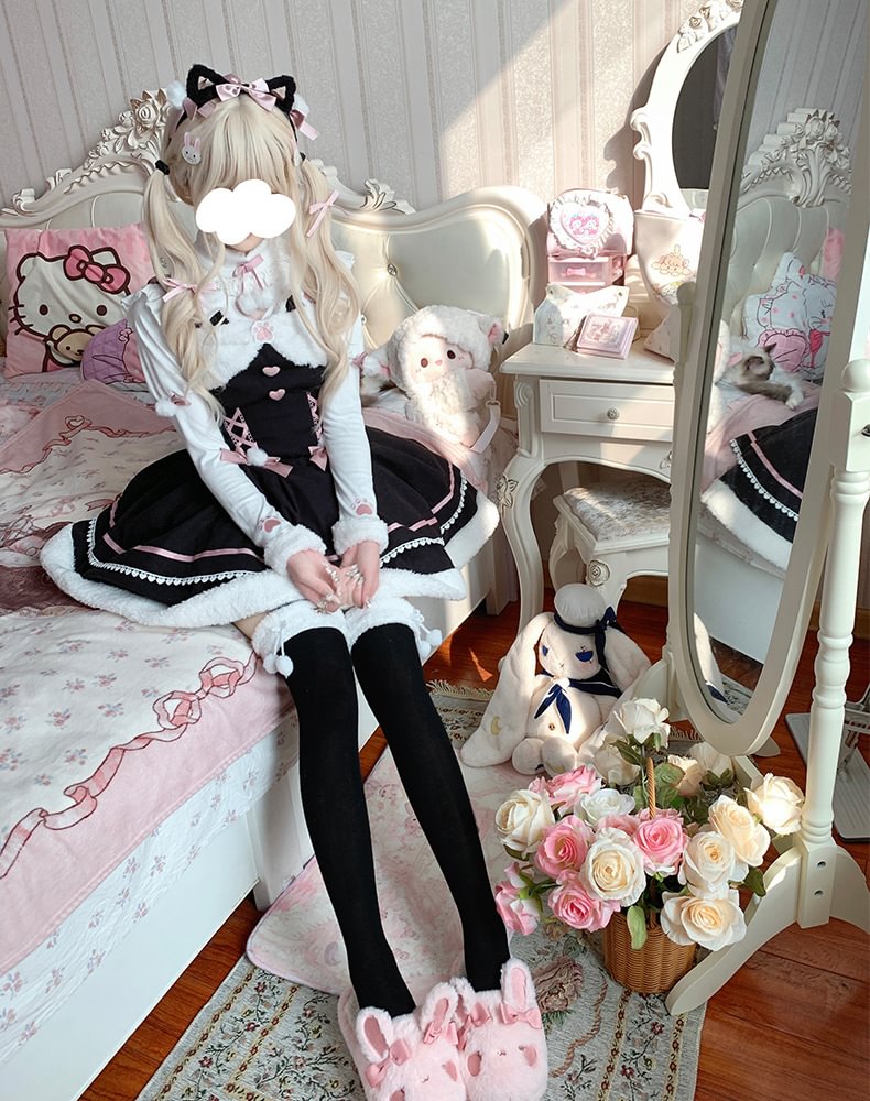 Plush Kitten Sweet Slip Dress Lolita Cute Dress