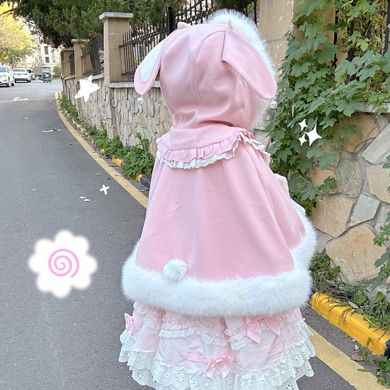 Plush Shawl Jacket Cute Sweet Lolita Cloak Warm Lolita Versatile Thickened Lolita Coats