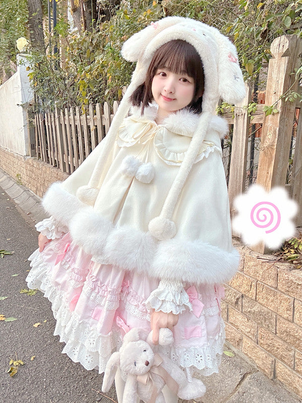 Plush Shawl Jacket Cute Sweet Lolita Cloak Warm Lolita Versatile Thickened Lolita Coats