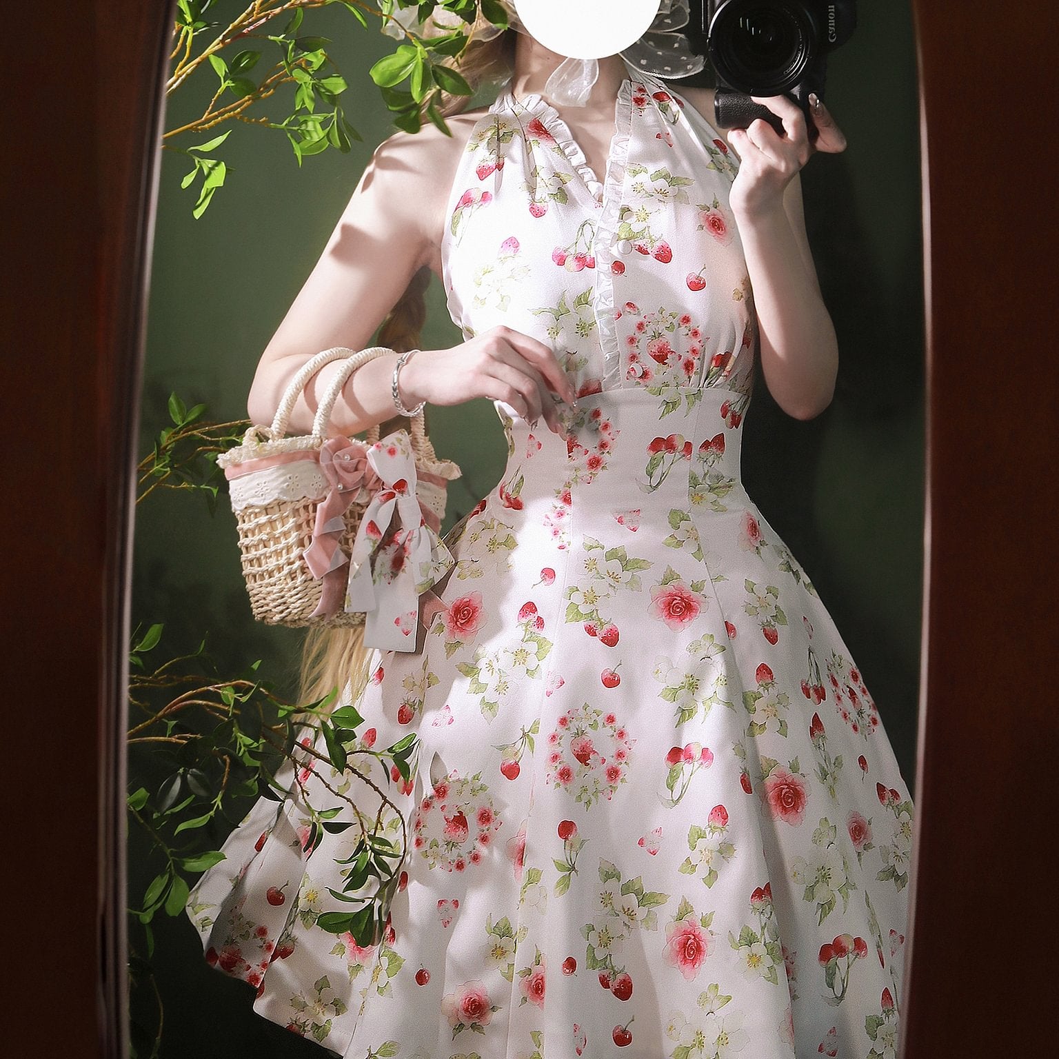 Qi Lolita Classic Vintage Spring and Summer Elegant Polka Dot Sleeveless Dress Lolita