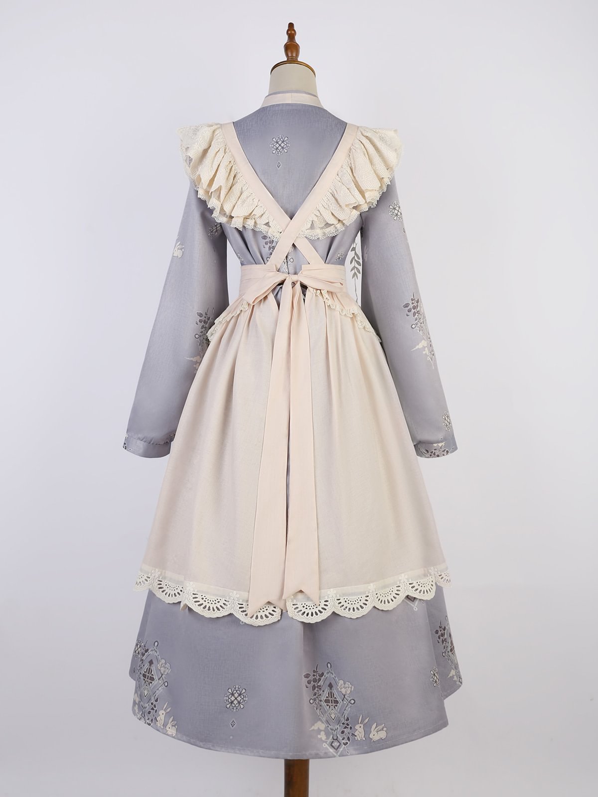 Qi Lolita Sweet Purple Maid Dress Elegant Long Sleeve Lolita Dress