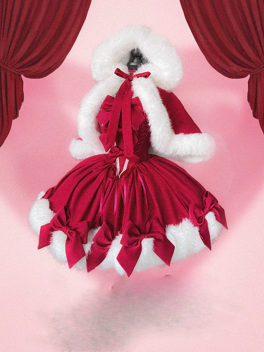 Sweet Loita Red Christmas Fall and Winter Suit Dress Lolita Daily Coat Dress JSK