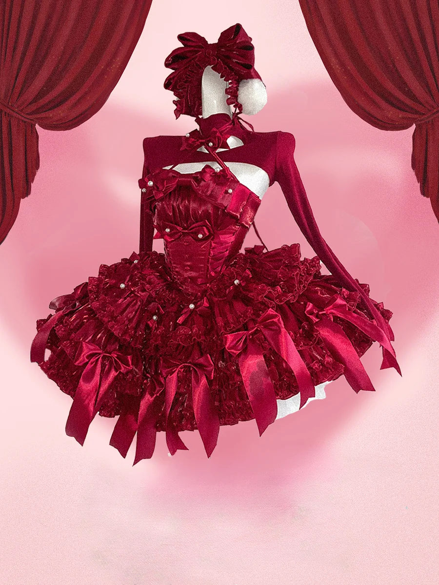 Sweet Loita Red Christmas Fall and Winter Suit Dress Lolita Daily Coat Dress JSK