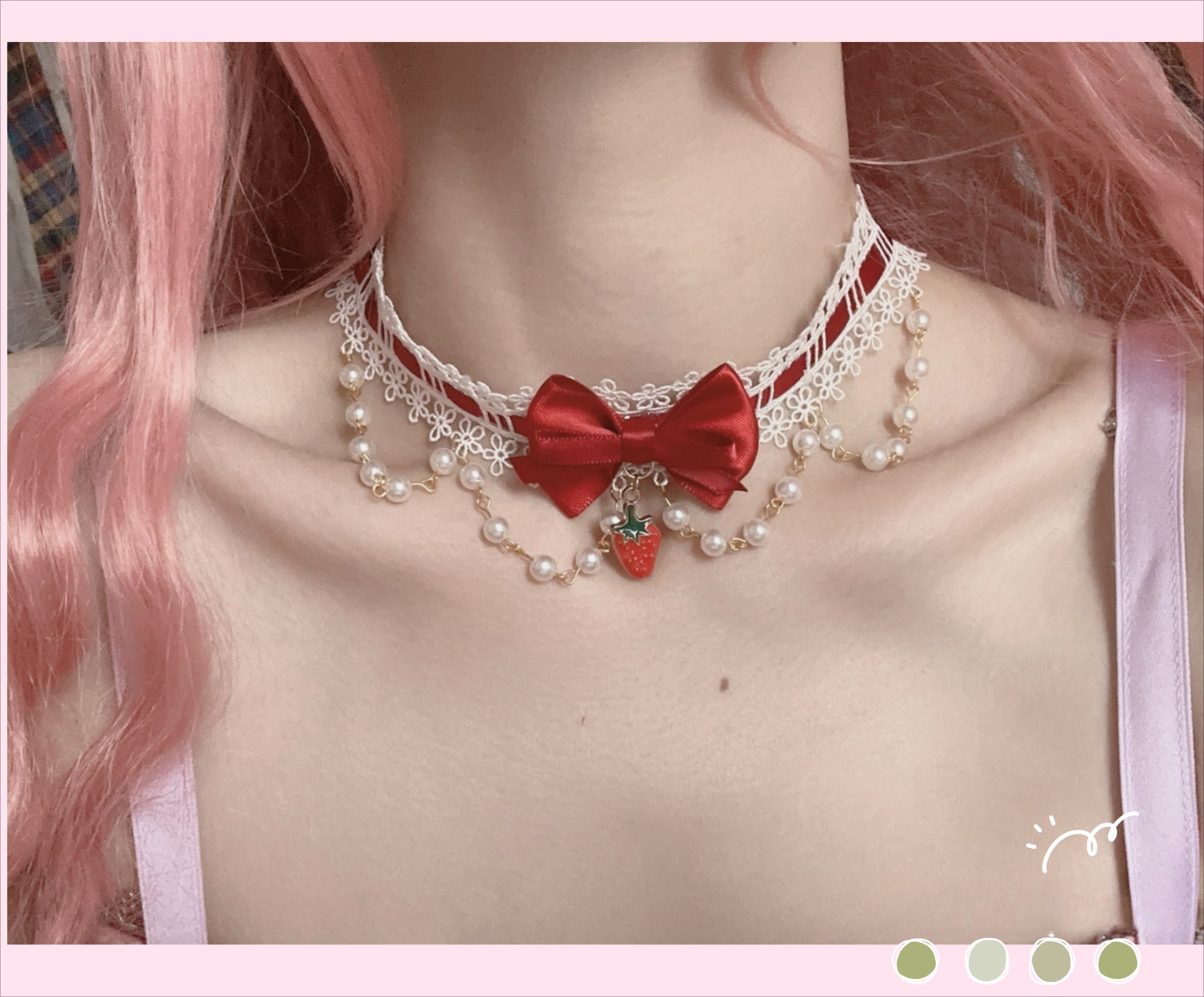Red Strawberry Necklace Cute Lolita Neck Collar Christmas Strawberry Collarbone Chain