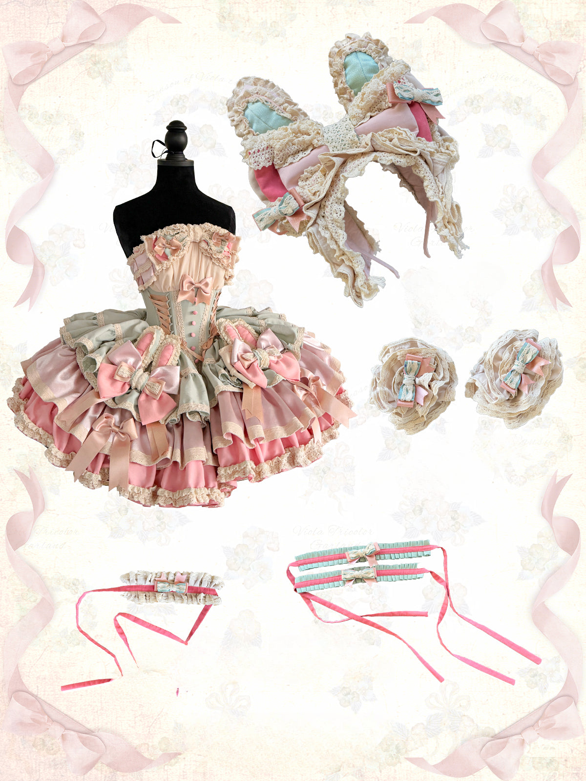 Ribbon Bow Sweet Lolita Ballet Style Bunny Ears Ruffles Lolita Accessories