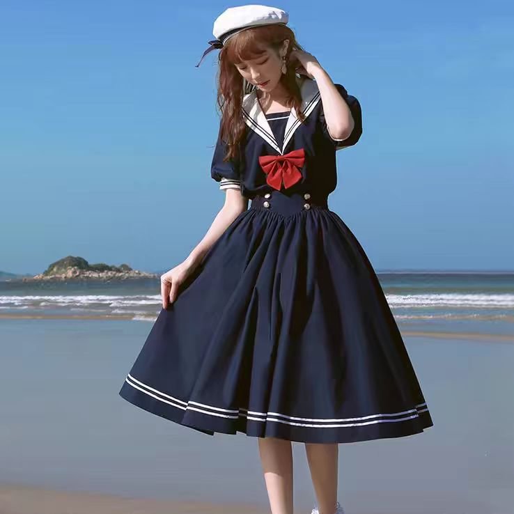 Sailor Lolita Sea Wind Lolita OP Sweet Japanese Uniform Dress